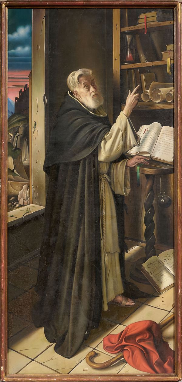 Gregorio Sciltian : Nascita dell'Occidente - San Benedetto  (1950)  - Olio su tela - Auction Paintings, Drawings, Sculpures and Multiples - Casa d'aste Farsettiarte