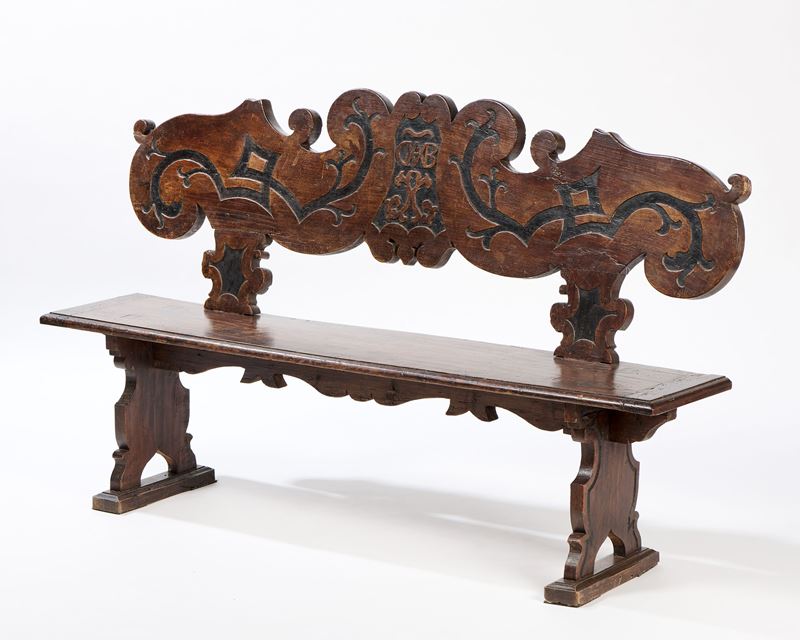 Panca da centro in legno di noce