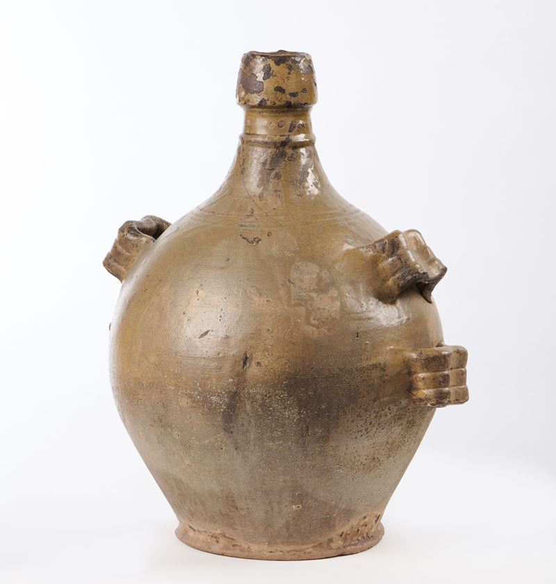 Fiasca globulare in terracotta invetriata