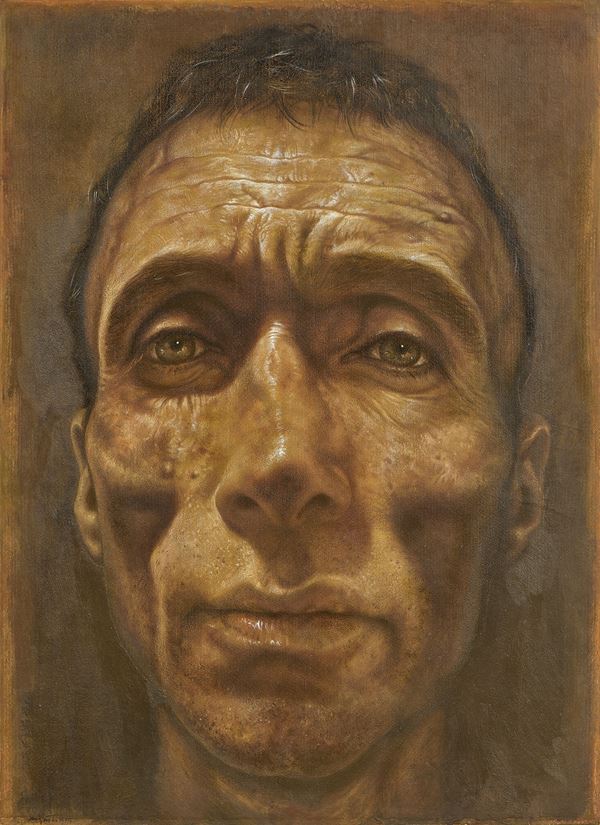 Andrea Martinelli : Testa  (2004)  - Olio e tecnica mista su tavola - Auction Paintings, Drawings, Sculpures and Multiples - Casa d'aste Farsettiarte