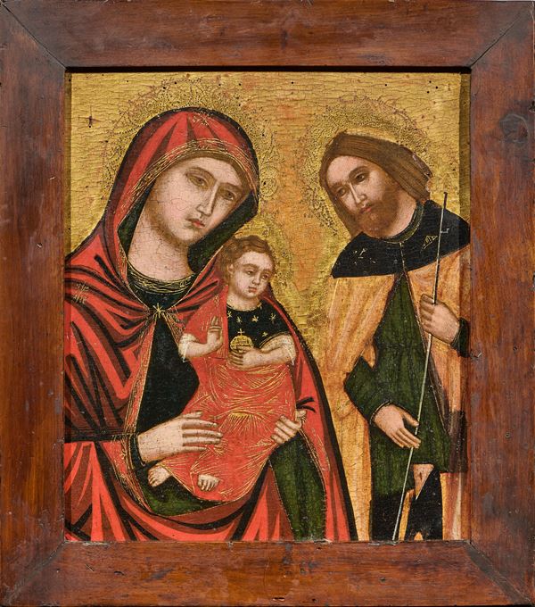 Scuola veneto-dalmata fine XVI secolo - Madonna col Bambino e Santo