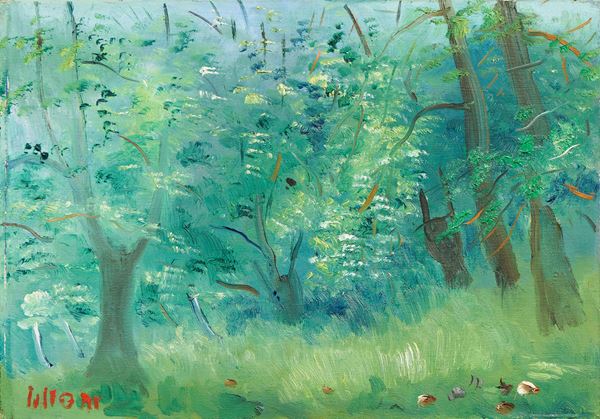 Umberto Lilloni : Bosco di Cornilio  (1955)  - Olio su tela - Asta Dipinti, Disegni, Sculture e Grafica - Casa d'aste Farsettiarte