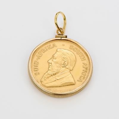 Krugerrand in oro, pendente in oro giallo 22 kt, 1983