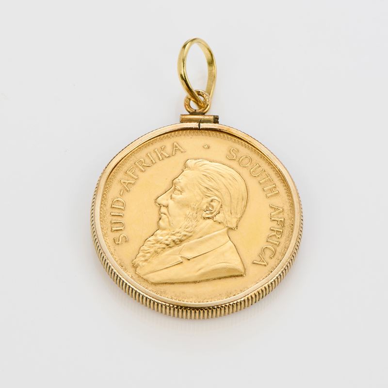 Krugerrand in oro, pendente in oro giallo 22 kt, 1983