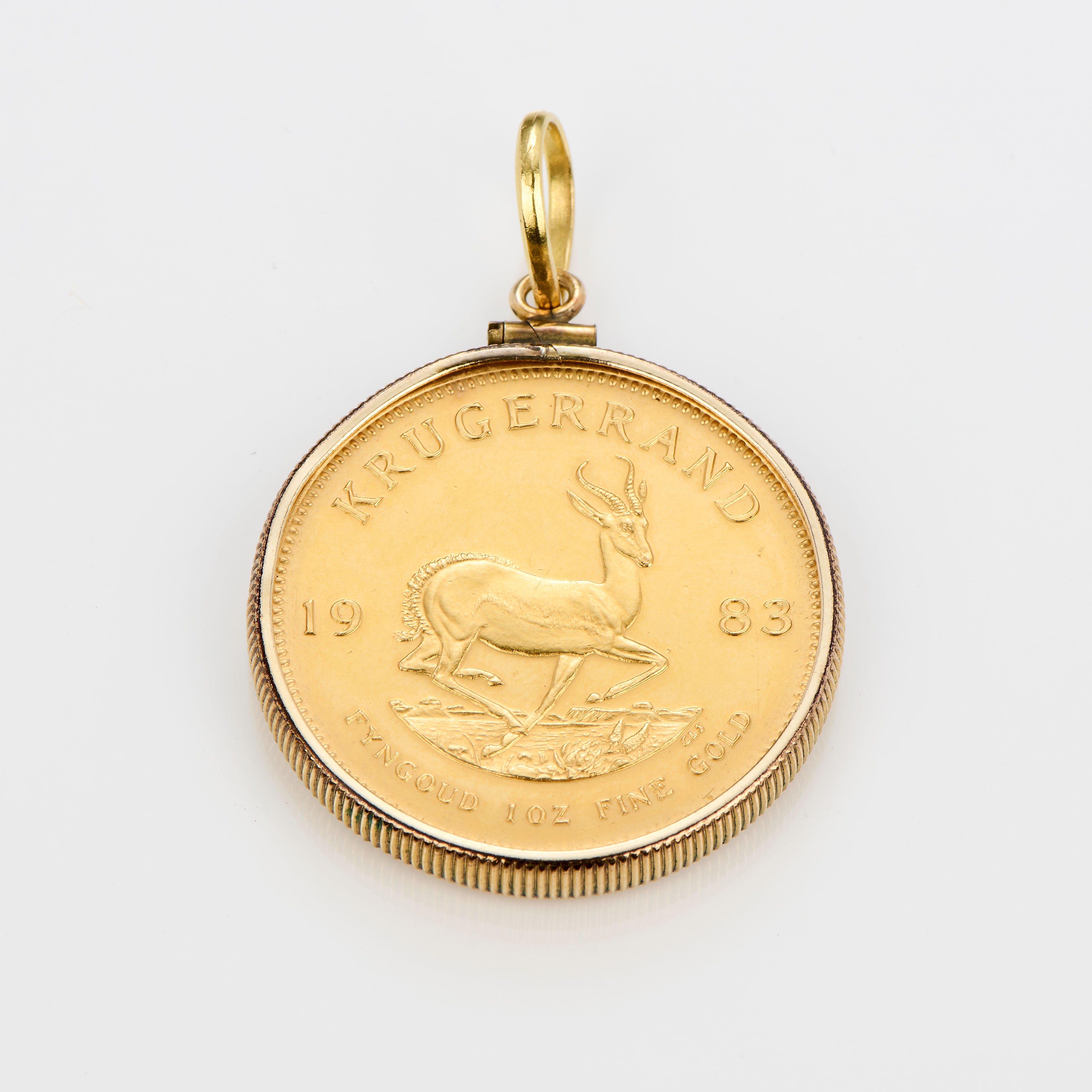 Krugerrand in oro, pendente in oro giallo 22 kt, 1983