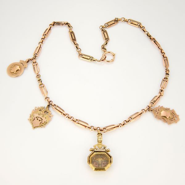 Antica collana in oro a maglie ovoidali  - Asta Gioielli - Casa d'aste Farsettiarte