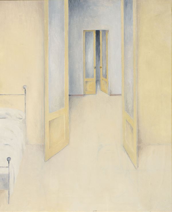 Guido Somaré : Una stanza di passaggio  (1964)  - Olio su tela - Asta Dipinti, Disegni, Sculture e Grafica - Casa d'aste Farsettiarte