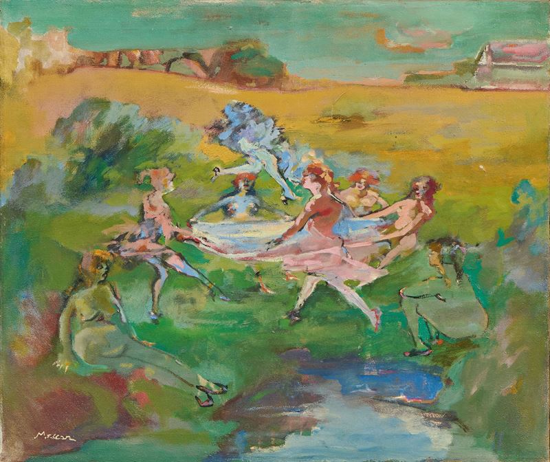 Mino Maccari - Girotondo, olio su tela