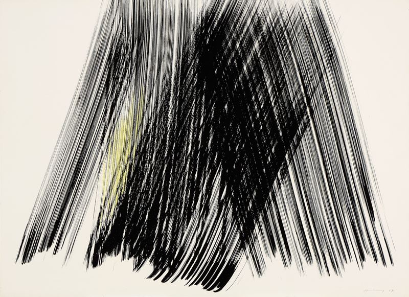 Hans Hartung - P1967-A35, inchiostro di china e pastello su carton baryté