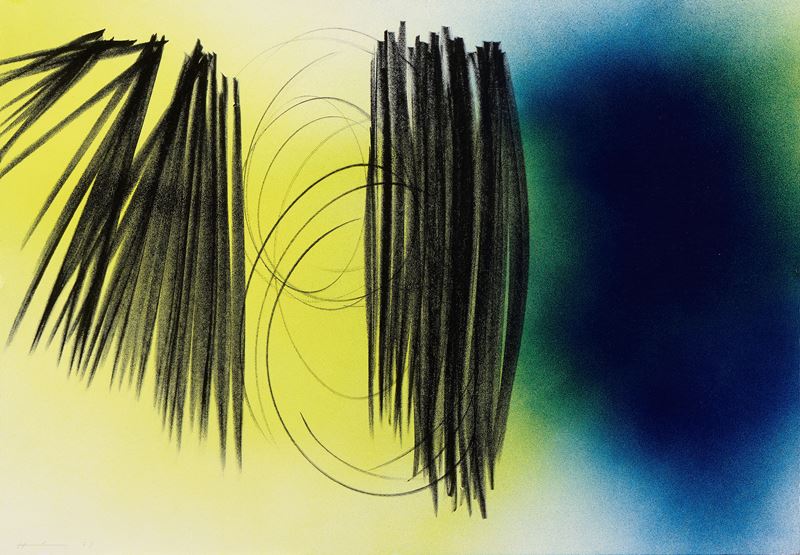 Hans Hartung - P1973-68, acrilico e pastello su carton baryté