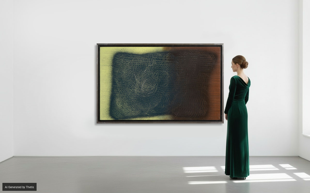 Hans Hartung - T1963-H30, vinilico e grattage su tela