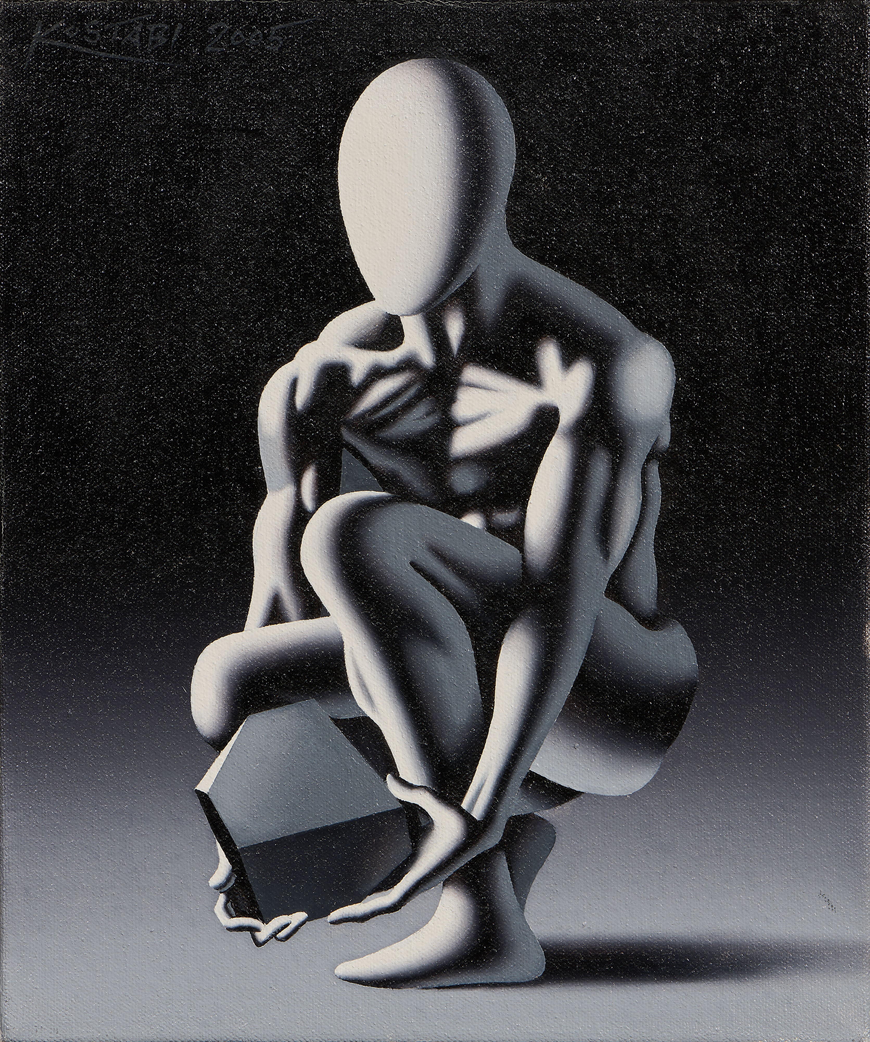 Mark Kostabi - «Cut» e «Approaching Storm», olio su tela