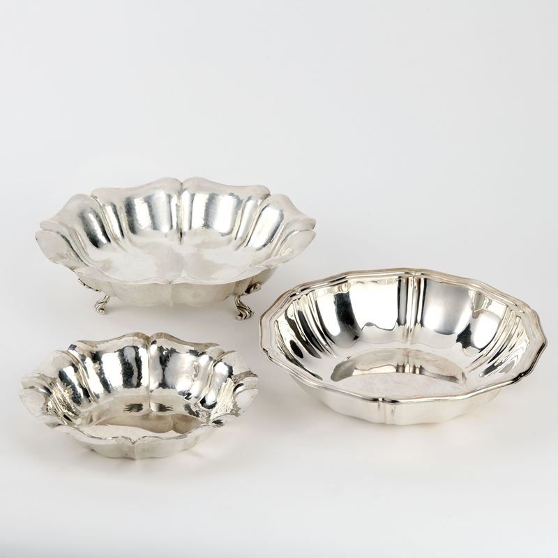 Tre ciotole in argento