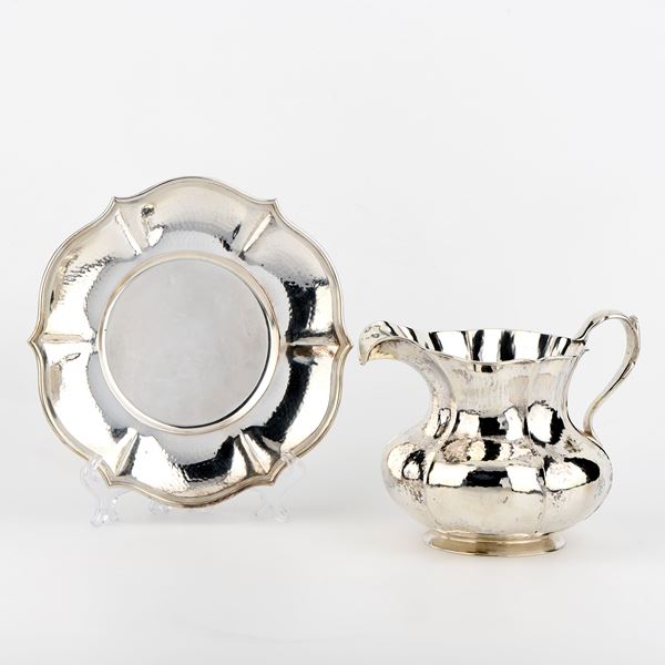 Brocca con piatto in argento