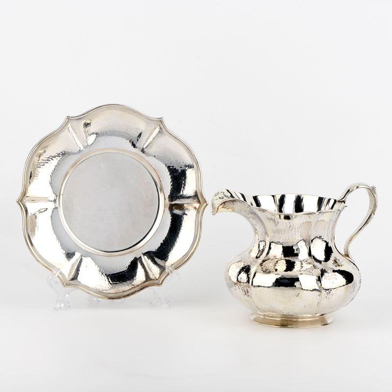 Brocca con piatto in argento