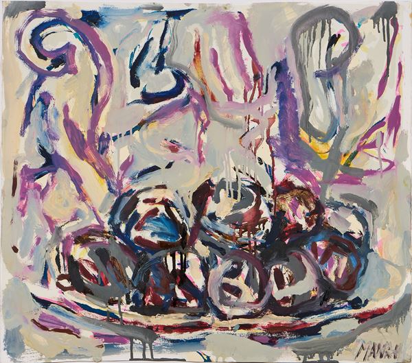 Piero Manai : Natura morta  - Tecnica mista su carta applicata su cartoncino - Asta Dipinti, Disegni, Sculture e Grafica - Casa d'aste Farsettiarte