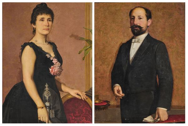 Ignoto del XX secolo - Ritratto di gentildonna e ritratto di gentiluomo