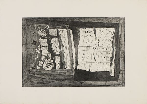 Antonio Corpora : Composizione astratta  (1969)  - Acquaforte e acquatinta, es. 2/40 - Auction Modern and Contemporary Art & Prints - Casa d'aste Farsettiarte