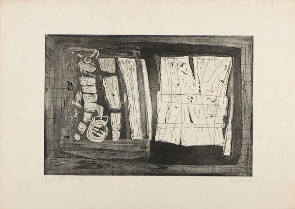 Antonio Corpora : Composizione astratta  (1969)  - Acquaforte e acquatinta, es. prova d'artista 1/10 - Auction Modern and Contemporary Art & Prints - Casa d'aste Farsettiarte