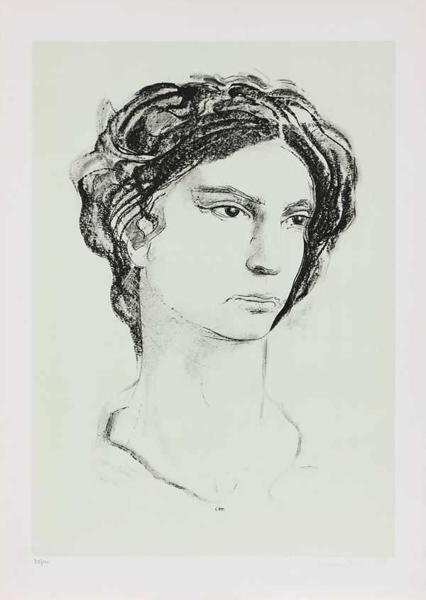 Pietro Annigoni : Volto  - Litografia, es. 39/100 - Asta Dipinti, Disegni, Sculture e Grafica - Casa d'aste Farsettiarte