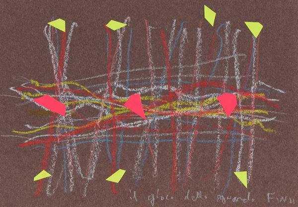 Ennio Finzi : Il gioco dello sguardo  - Tecnica mista e collage su cartoncino - Auction Paintings, Drawings, Sculpures and Multiples - Casa d'aste Farsettiarte
