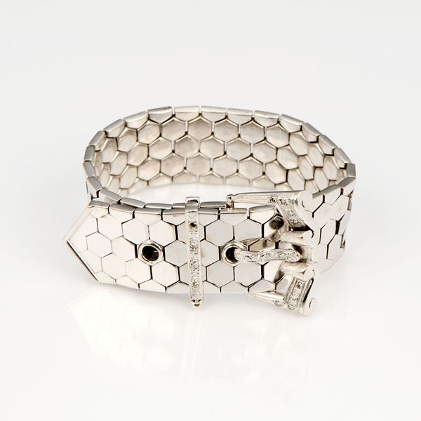 Bracciale a fibbia in oro giallo rodiato