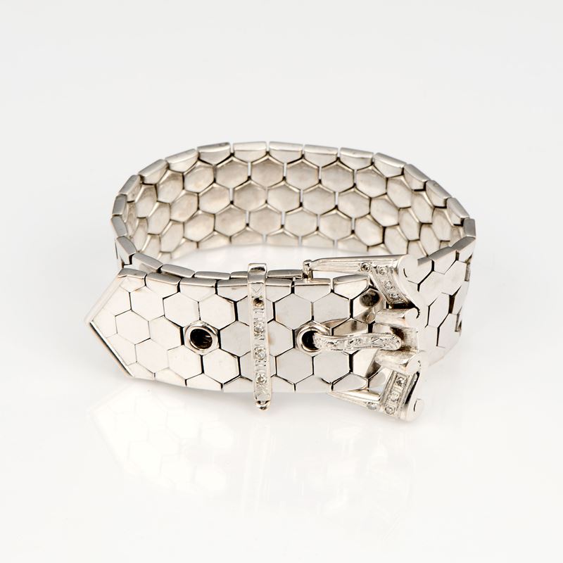 Bracciale a fibbia in oro giallo rodiato