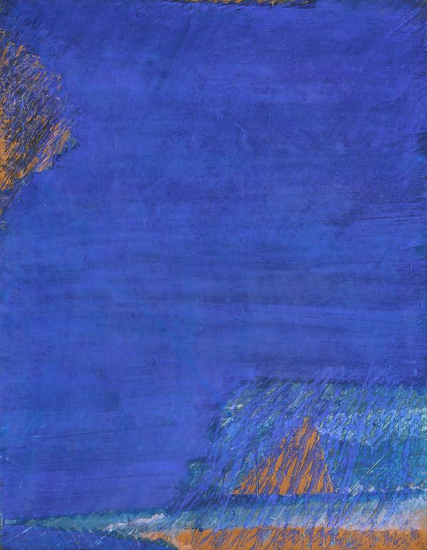 Sandro Martini : Blue  (1975)  - Tempera e tecnica mista su carta applicata su tela - Asta Dipinti, Disegni, Sculture e Grafica - Casa d'aste Farsettiarte