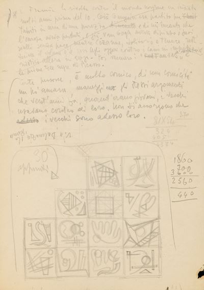 Composizioni, matita e inchiostro su carta