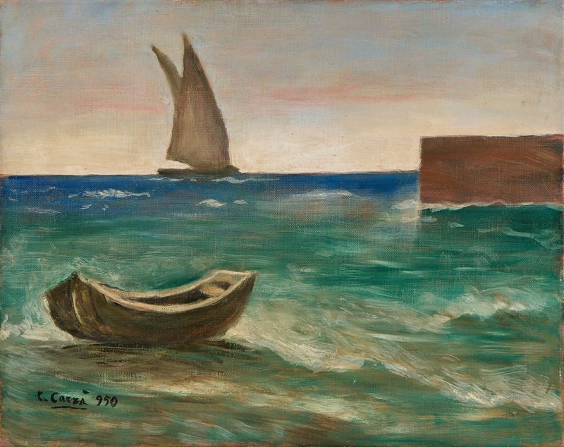 Marina con veliero e barca