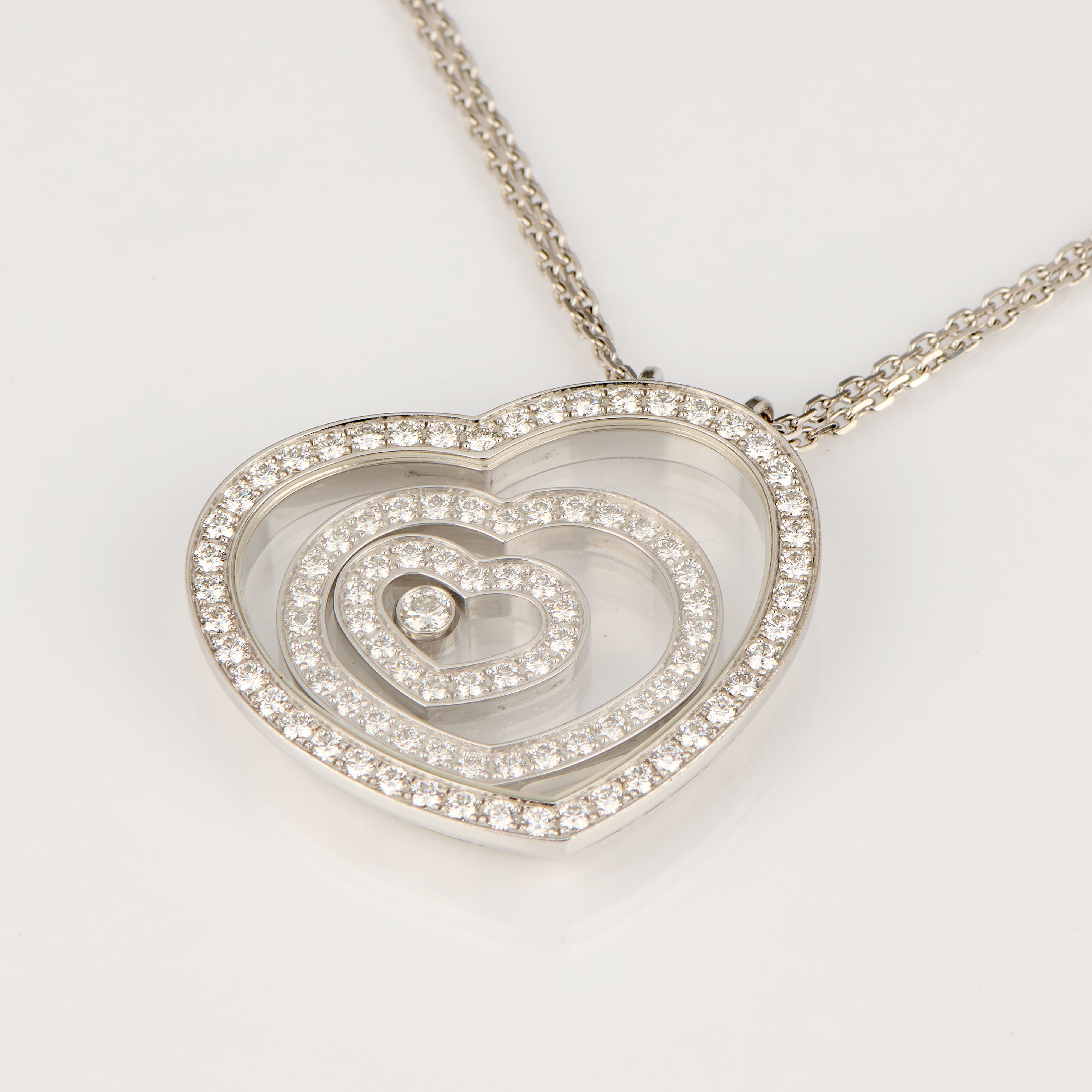 Chopard collana con pendente a forma di cuore Happy Spirit in oro bianco e diamanti