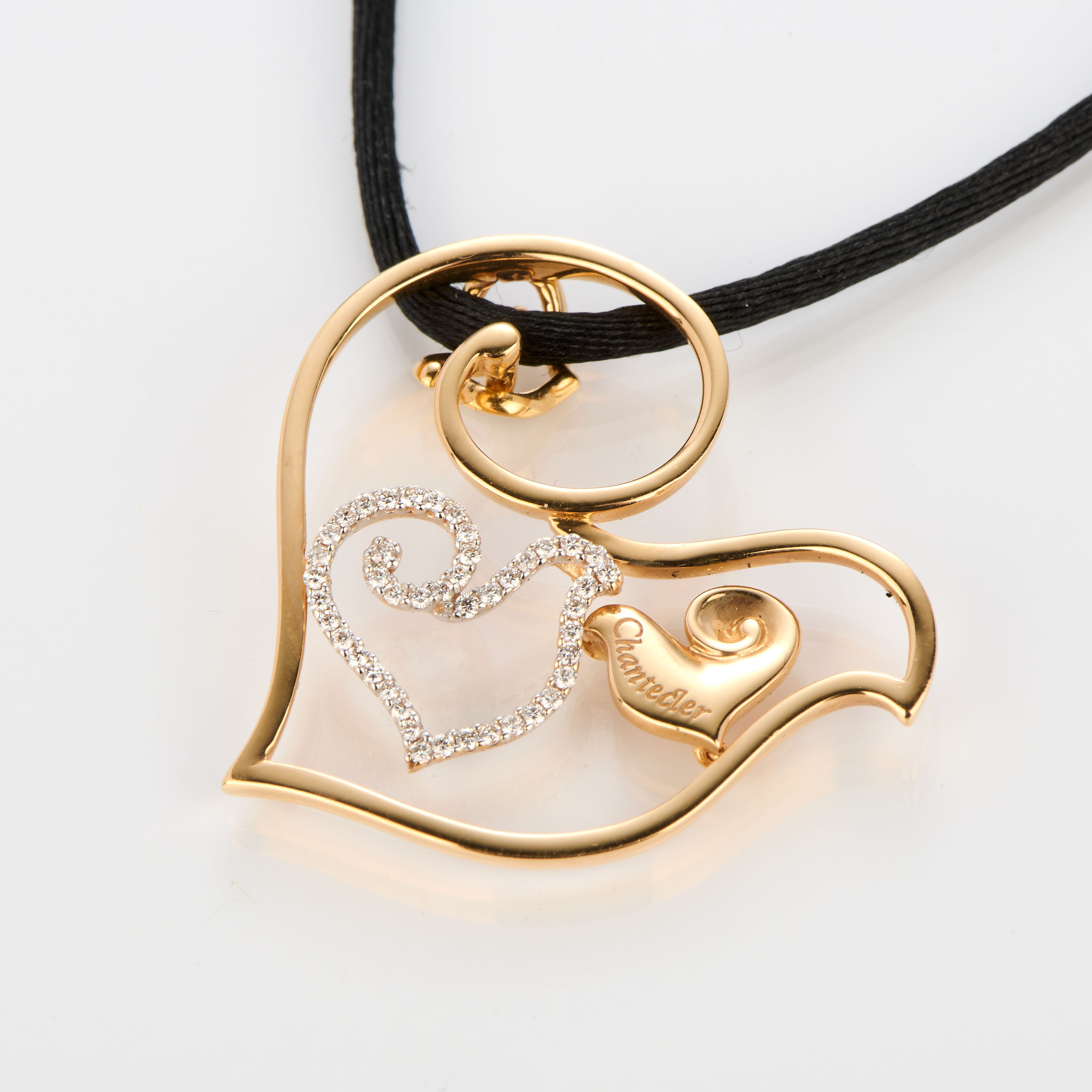 Chantecler, serie D'Amour et Folies, pendente oro rosa e diamanti