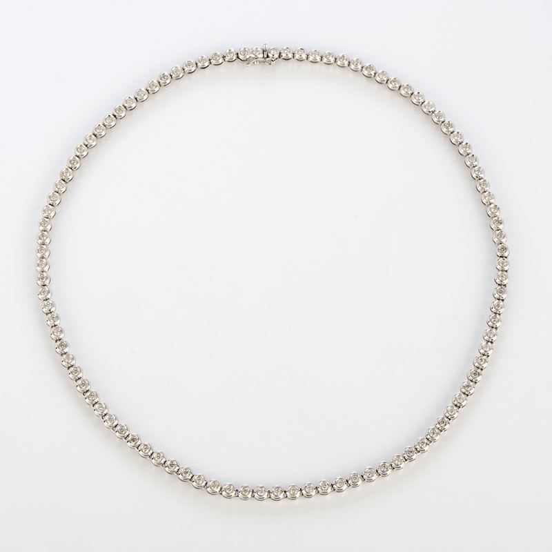 Collana oro bianco e diamanti