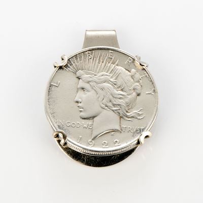 Dollaro della Pace, fermasoldi in argento sterling, 1922