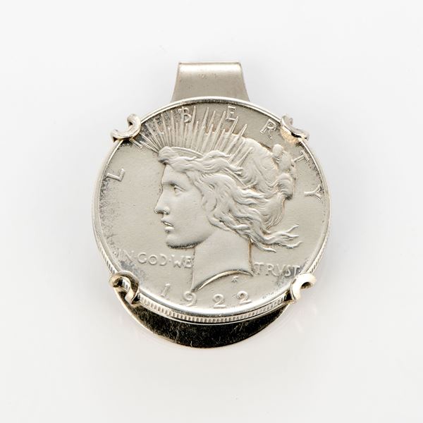 Dollaro della Pace in argento entro fermasoldi, 1922