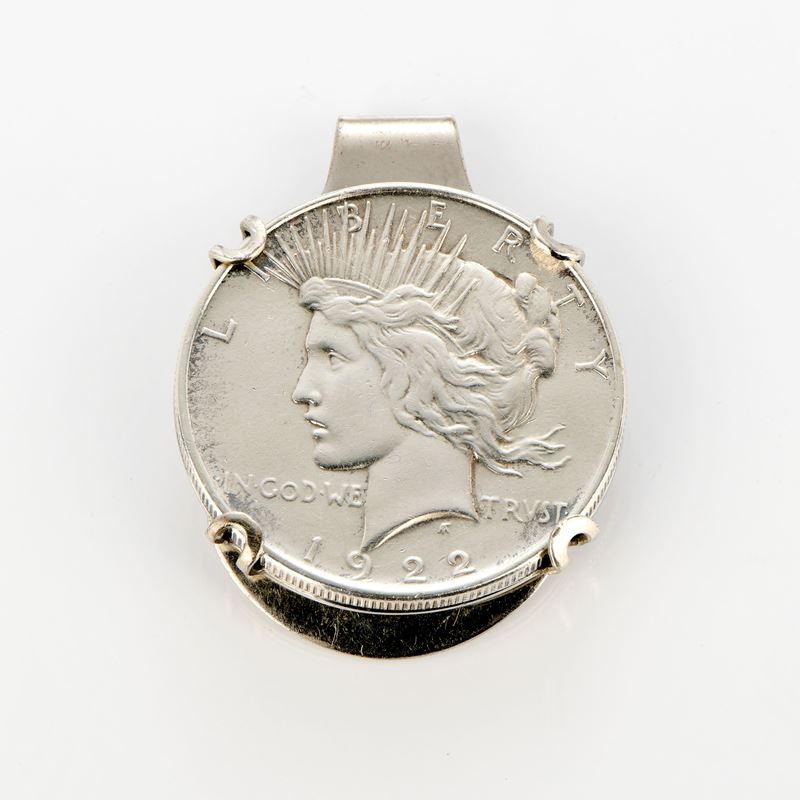 Dollaro della Pace, fermasoldi in argento sterling, 1922