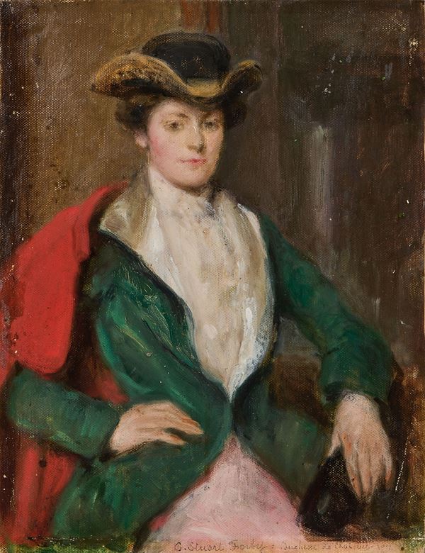 Charles Stuart Forbes : Duchesse de Choiseul  (1912)  - Olio su tela applicato su cartone - Asta Dipinti e Sculture del XIX e XX secolo - Casa d'aste Farsettiarte