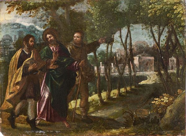 Scuola emiliana del XVII secolo - Incontro sulla strada per Emmaus