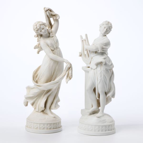 Fanciulla che danza e fanciulla con cetra  - Auction Porcelain - Casa d'aste Farsettiarte