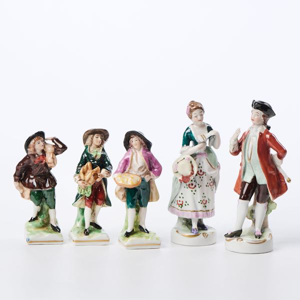 Tre contadini, damina e gentiluomo  - Asta Porcellane - Casa d'aste Farsettiarte