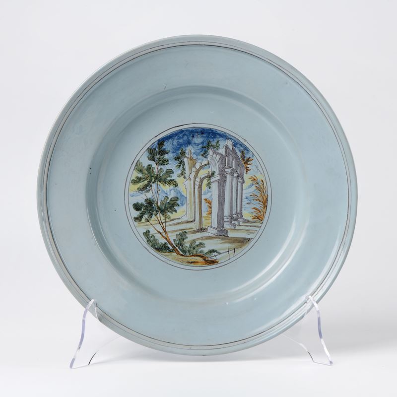 Grande piatto in maiolica policroma