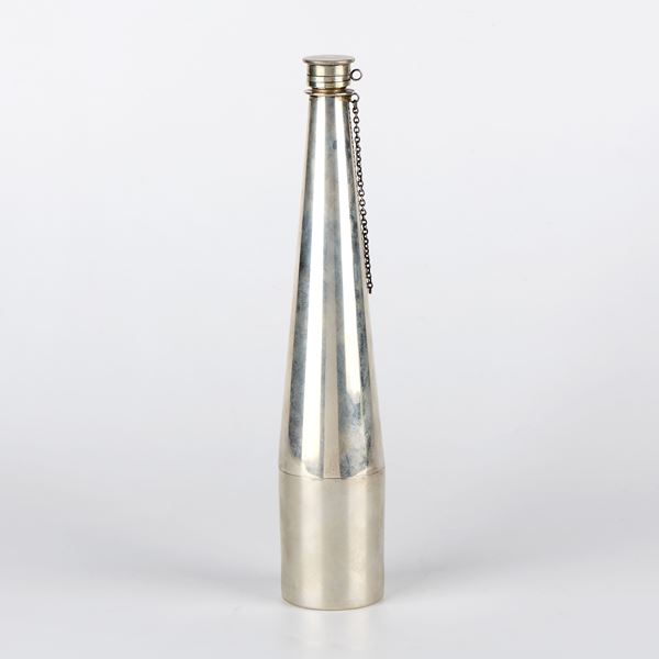 Cusi fiasca con bicchiere in argento
