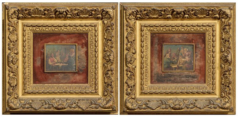 Due opere raffiguranti «Scena di genere»