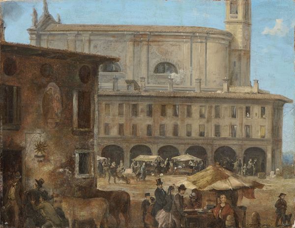 Ignoto del XIX secolo - Veduta di piazza