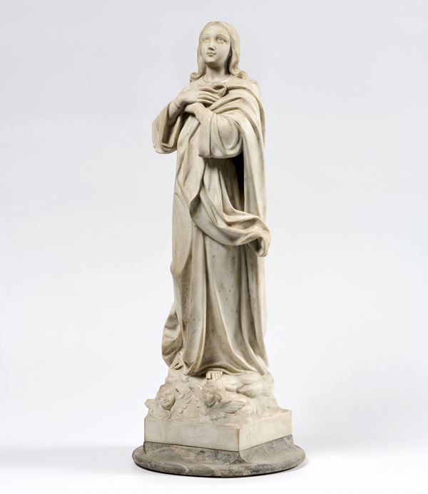 Ignoto scultore inizio XX secolo : Madonna  - Scultura in marmo - Asta Mobili e Sculture Antiche - Casa d'aste Farsettiarte