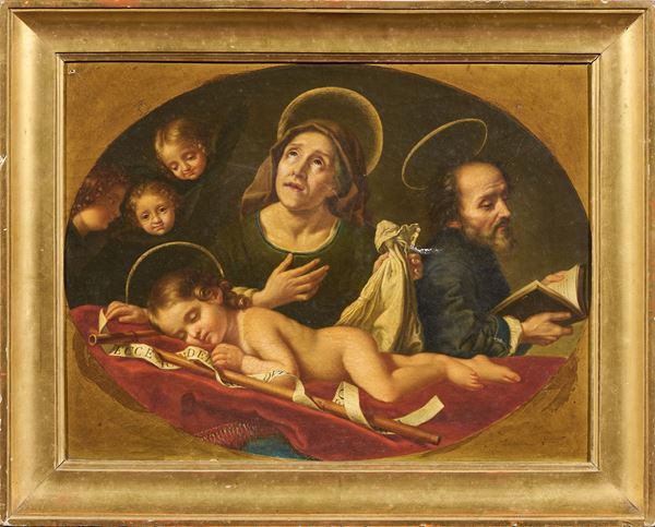 Scuola toscana del XVIII secolo : Il sogno di San Giovannino  - Olio su tela - Asta Importanti Dipinti Antichi - Casa d'aste Farsettiarte