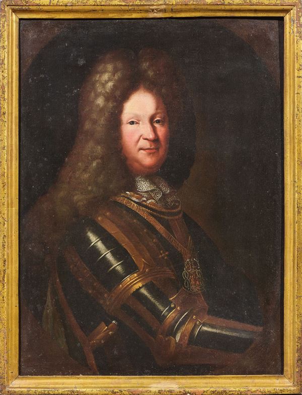 Scuola francese del XVIII secolo : Ritratto di gentiluomo in armatura  - Olio su tela - Auction Old Masters - Casa d'aste Farsettiarte