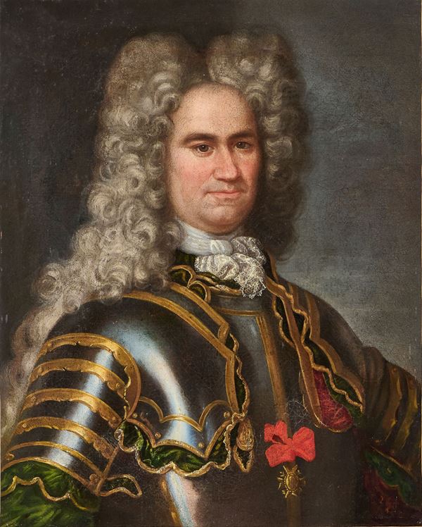 Scuola francese del XVIII secolo - Ritratto di gentiluomo in armi