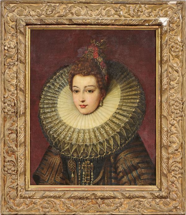 Scuola fiamminga del XVII secolo - Ritratto di nobildonna con gorgiera