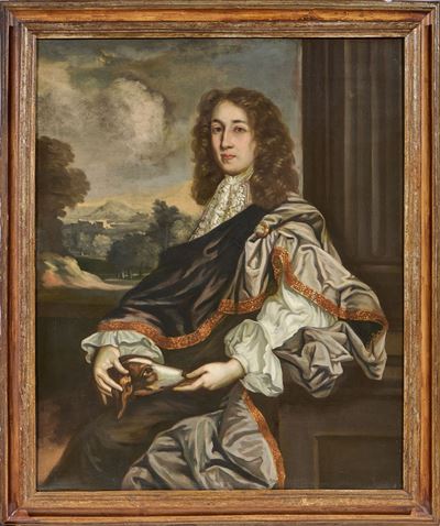Ritratto di gentiluomo con cane, olio su tela